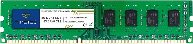 Main image of Timetec 8GB DDR3 1333MHz PC3-10600 Non-ECC Unbuffered 1.5V CL9 2Rx8 Dual Rank 240 Pin UDIMM Desktop Memory RAM Module Upgrade (8GB)