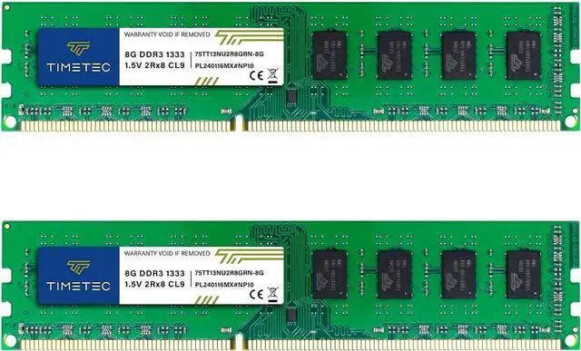 Main image of Timetec 16GB KIT(2x8GB) DDR3 1333MHz PC3-10600 Non-ECC Unbuffered 1.5V CL9 2Rx8 Dual Rank 240 Pin UDIMM PC Desktop Computer Memory RAM Module Upgrade (16GB KIT(2x8GB))