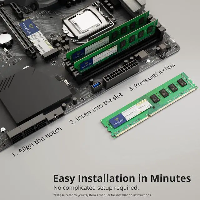 Alt view image 6 of 7 - Timetec 16GB KIT(2x8GB) DDR3 1333MHz PC3-10600 Non-ECC Unbuffered 1.5V CL9 2Rx8 Dual Rank 240 Pin UDIMM PC Desktop Computer Memory RAM Module Upgrade (16GB KIT(2x8GB))