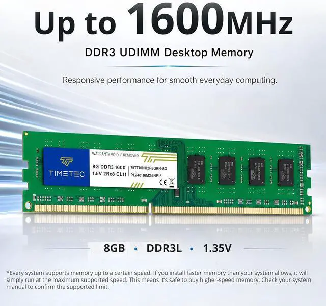 Alt view image 2 of 7 - Timetec 32GB KIT(4x8GB) DDR3 1600MHz (DDR3-1600) PC3-12800 (PC3-12800U) Non-ECC Unbuffered 1.5V CL11 2Rx8 Dual Rank 240 Pin UDIMM Desktop PC Computer Memory RAM(SDRAM) Module Upgrade