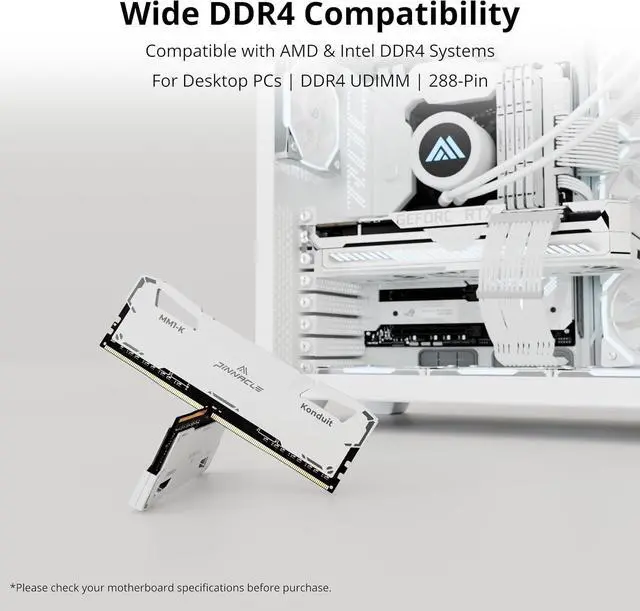 Alt view image 5 of 7 - Timetec Pinnacle Konduit 64GB KIT(2x32GB) DDR4 3200MHz PC4-25600 CL16-18-18-38 XMP2.0 Overclocking 1.35V Dual Rank Compatible for AMD and Intel Desktop Gaming PC Memory Module - White