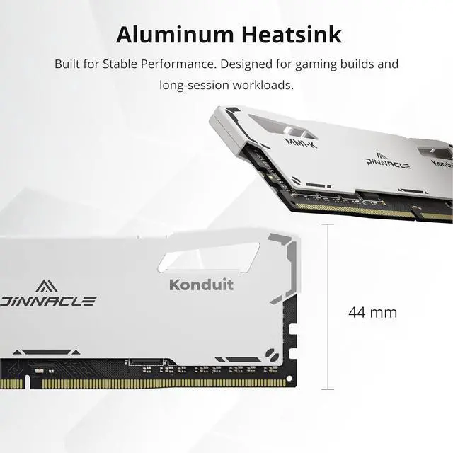 Alt view image 6 of 7 - Timetec Pinnacle Konduit 64GB KIT(2x32GB) DDR4 3200MHz PC4-25600 CL16-18-18-38 XMP2.0 Overclocking 1.35V Dual Rank Compatible for AMD and Intel Desktop Gaming PC Memory Module - White