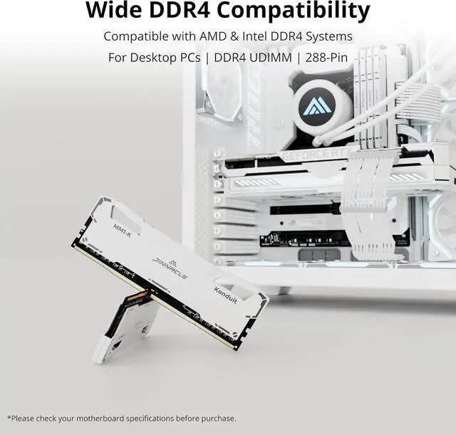 Alt view image 5 of 7 - Timetec Pinnacle Konduit 16GB DDR4 3600MHz PC4-28800 CL18-22-22-42 XMP2.0 Overclocking 1.35V Dual Rank Compatible for AMD and Intel Desktop Gaming PC Memory Module - White