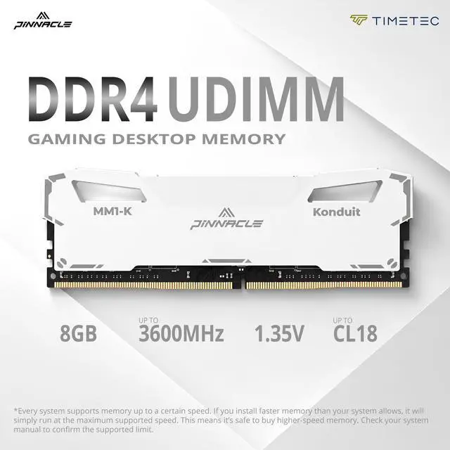 Alt view image 2 of 7 - Timetec Pinnacle Konduit 8GB DDR4 3600MHz PC4-28800 CL18-22-22-42 XMP2.0 Overclocking 1.35V Compatible for AMD and Intel Desktop Gaming PC Memory Module RAM - White