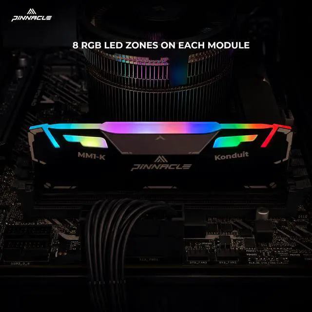 Alt view image 6 of 7 - Timetec Pinnacle Konduit RGB 64GB KIT(4x16GB) DDR4 3200MHz PC4-25600 CL16-20-20-40 1.35V Dual Rank Compatible for AMD and Intel Desktop Gaming PC Memory Module - Black