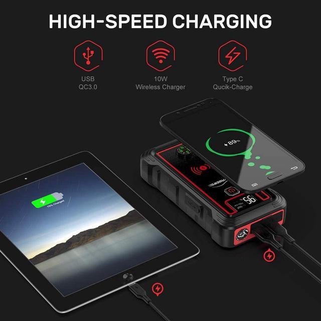  YABER Jump Starter with 10W Wireless Charger, 3500A