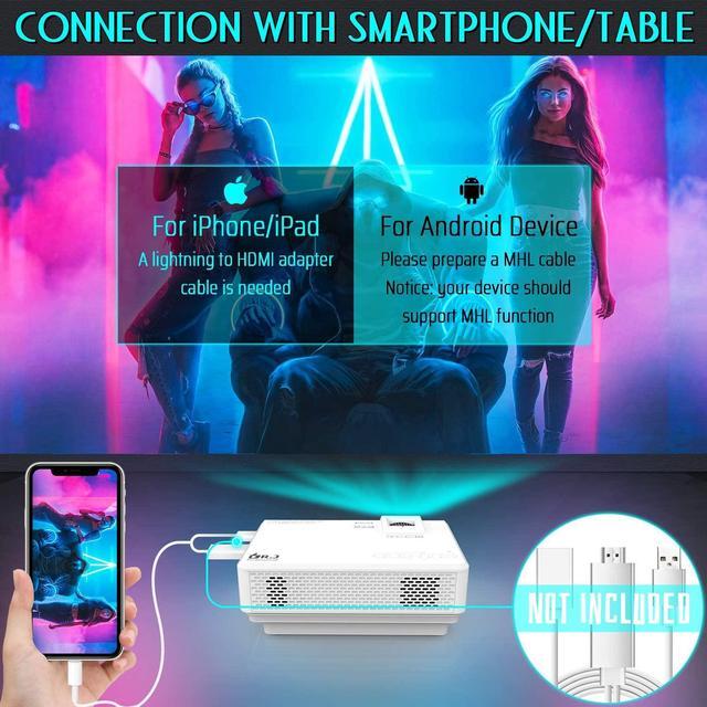 Alt view image 4 of 7 - DR. J Professional 4500L Mini Projector Full HD 1080P Supported Portable Video Projector, Compatible With TV Stick, HDMI, VGA, USB, TF, AV, Sound Bar, Video Games [2020 Latest Upgrade]