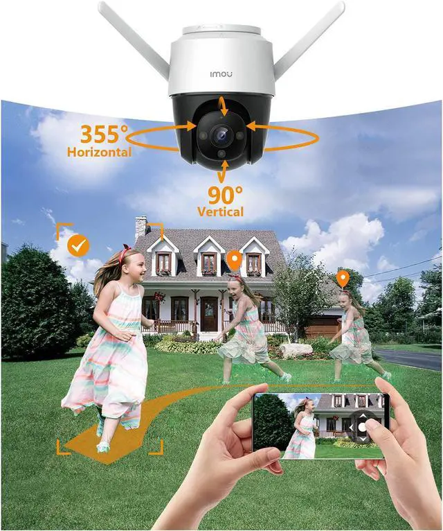 Alt view image 3 of 7 - Imou Security Camera Outdoor with Floodlight and Sound Alarm, 4MP QHD Pan/Tilt 2.4G Wi-Fi Camera, IP66 Weatherproof 2.5K Bullet Camera, Full Color Night Vision IP Camera with 2-way Talk, Cruiser