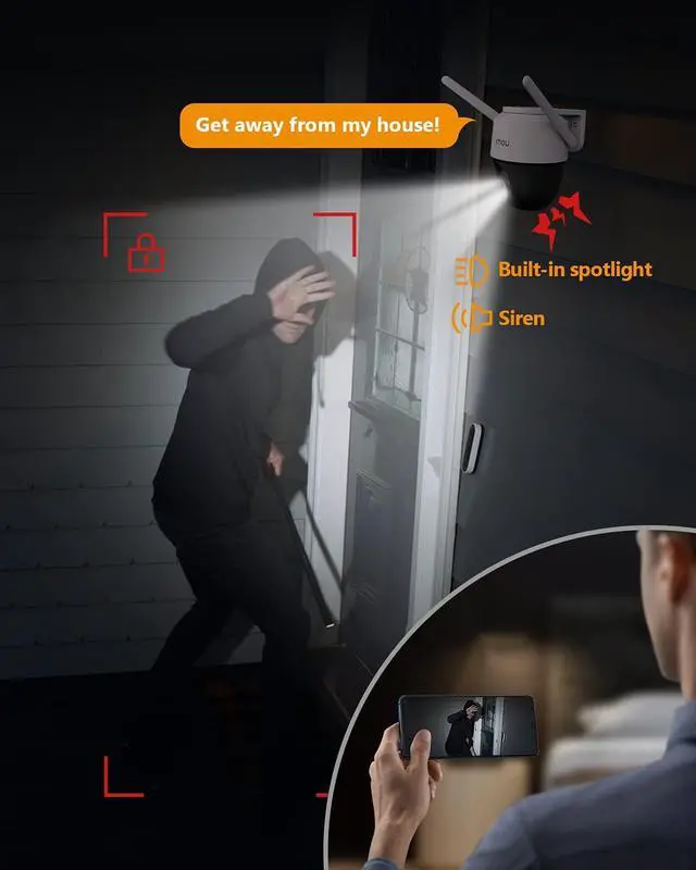 Alt view image 7 of 7 - Imou Security Camera Outdoor with Floodlight and Sound Alarm, 4MP QHD Pan/Tilt 2.4G Wi-Fi Camera, IP66 Weatherproof 2.5K Bullet Camera, Full Color Night Vision IP Camera with 2-way Talk, Cruiser