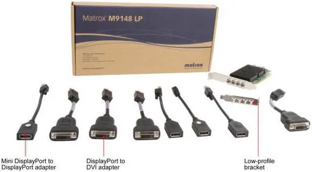 Alt view image 5 of 5 - Matrox M9148 M9148-E1024LAF 1GB PCI Express x16 Low-profile Workstation Video Graphics  Card