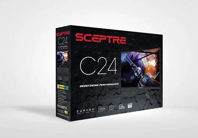 Alt view image 2 of 20 - Sceptre 23.6" Metal Black C248B-144RN Full HD 1920x1080 144Hz AMD FreeSync DisplayPort 2xHDMI Built-in Speakers Edge-less Curved Gaming LED Monitor