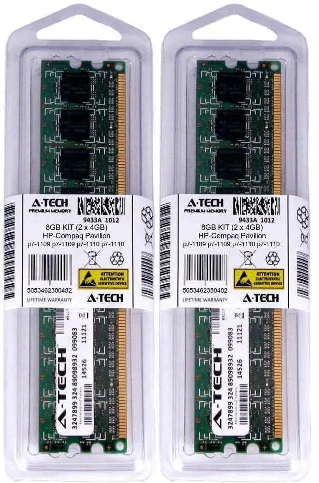 Main image of 8GB KIT 2 x 4GB HP Compaq Pavilion p7-1109 p7-1110 p7-1111 p7-1118 Ram Memory