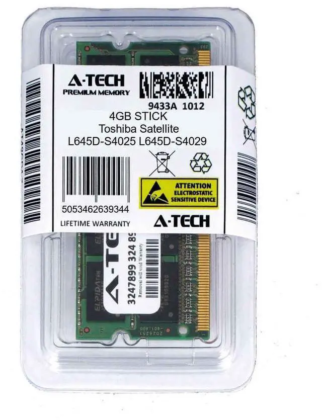 Main image of 4GB SODIMM Toshiba Satellite L645D-S4025 L645D-S4029 L645D-S4030 Ram Memory