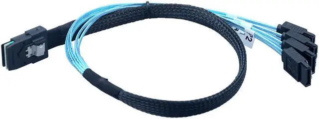 Main image of Vibob Pack of 2 Mini SAS 36Pin (SFF-8087) Male to 4 SATA 7Pin female Cable  1.64Ft / 0.5M, Mini SAS Host/Controller to 4 SATA Target/Backplane