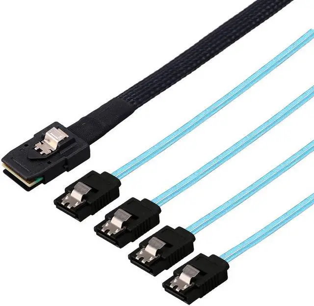 Alt view image 4 of 5 - Vibob Pack of 2 Mini SAS 36Pin (SFF-8087) Male to 4 SATA 7Pin female Cable  1.64Ft / 0.5M, Mini SAS Host/Controller to 4 SATA Target/Backplane