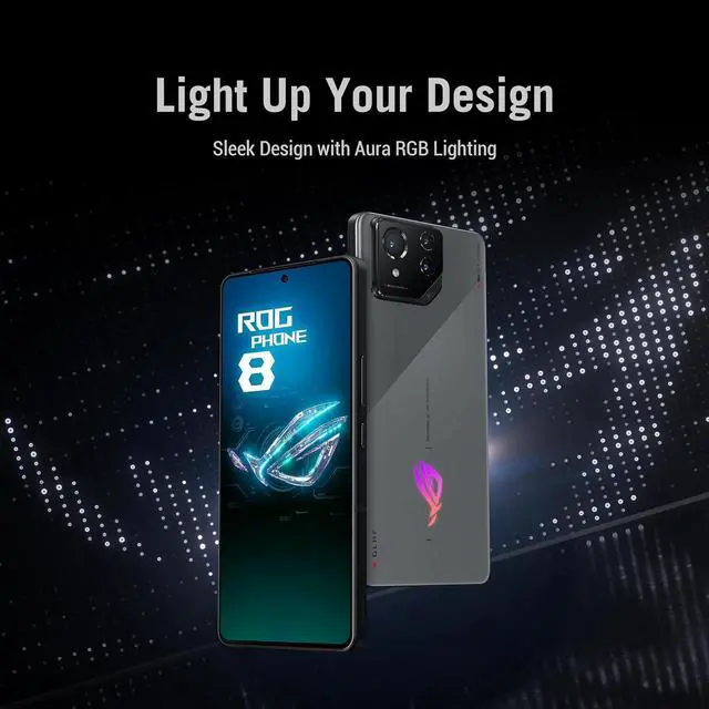 Alt view image 8 of 10 - ASUS ROG Phone 8 Unlocked Android Phone, US Version, 6.78" 165Hz AMOLED Display, 256GB Storage, 16GB RAM, 5500mAh Battery, 50MP Gimbal Camera, 32MP Front, Snapdragon 8 Gen 3, Dual-SIM, Rebel Gray