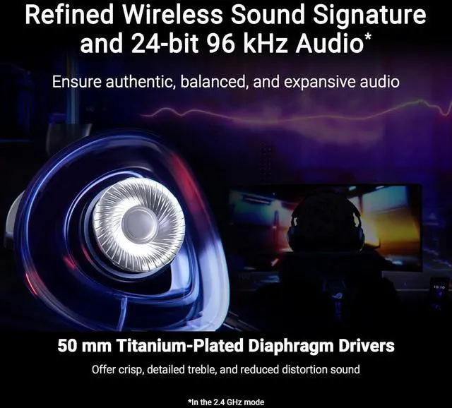 Alt view image 2 of 4 - ASUS ROG Delta II Wireless Gaming Headset (BT, ROG SpeedNova 2.4GHz, 3.5mm, 110HR Battery, DualFlow Audio, for PC, Switch, PS5, Xbox)- Black
