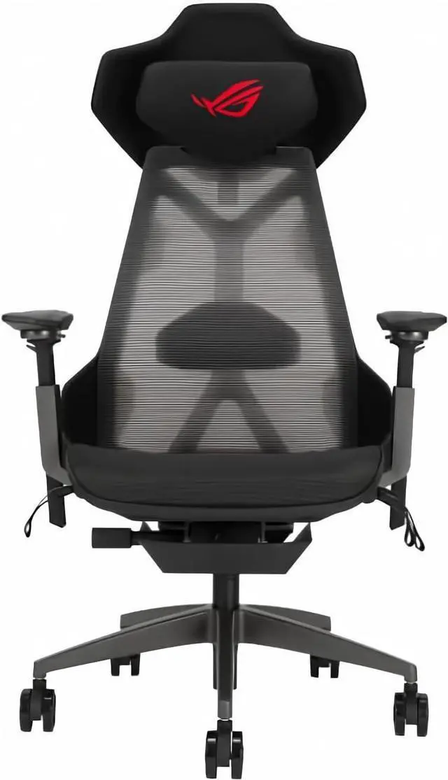 Main image of ASUS ROG Destrier Ergo Gaming Chair, Futuristic Cyborg Aesthetic, Versatile Seat Adjustments, Mobile Arm Support Mode, Acoustic Panel, Aluminum Frame, Breathable Mesh and Comfortable PU Foam, Black