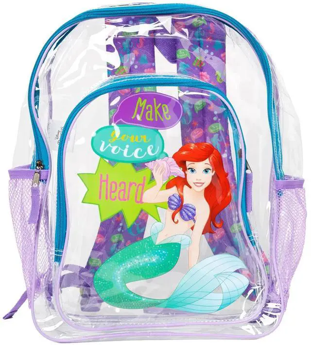 Main image of The Little Mermaid Clear Transparent Backpack 16" Disney Ariel Make Your Voice Heard