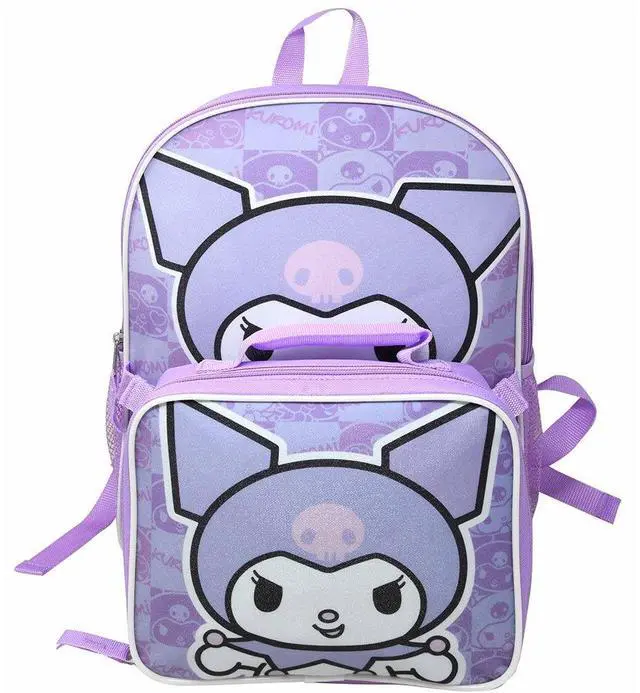 Main image of Hello Kitty Kuromi 16" Purple School Backpack and Rectangular Lunch Bag Attached