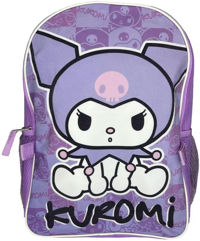 Alt view image 2 of 4 - Hello Kitty Kuromi 16" Purple School Backpack and Rectangular Lunch Bag Attached