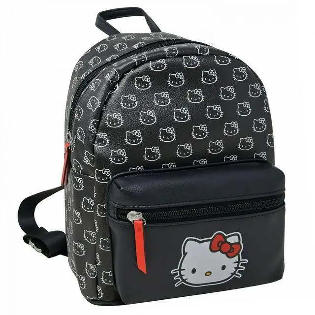Main image of Hello Kitty Black & White 10" Mini Deluxe Backpack with 1 Front pocket
