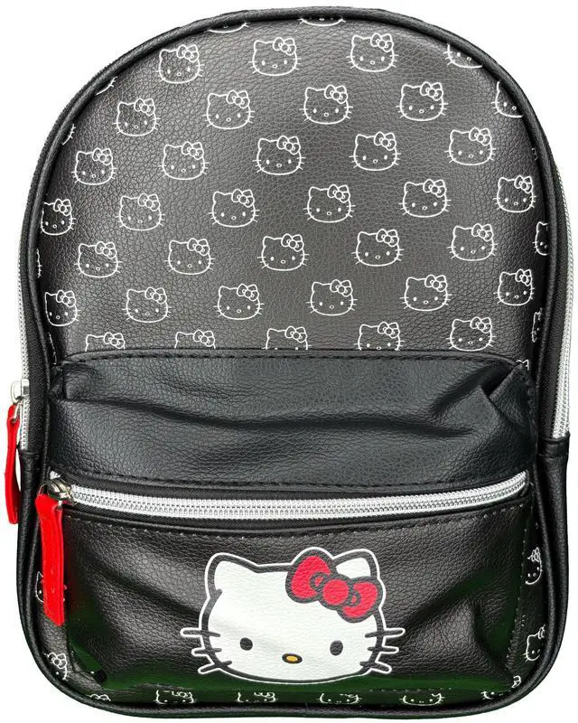 Alt view image 2 of 4 - Hello Kitty Black & White 10" Mini Deluxe Backpack with 1 Front pocket