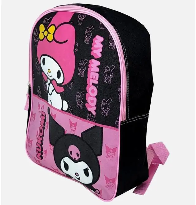 Alt view image 3 of 4 - Hello Kitty Sanrio My Melody & Kuromi 15" inch Pink and Black School Backpack for Girls