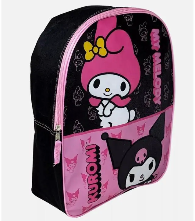 Alt view image 4 of 4 - Hello Kitty Sanrio My Melody & Kuromi 15" inch Pink and Black School Backpack for Girls