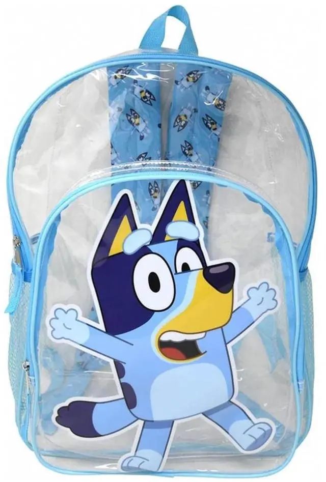 Alt view image 2 of 2 - Bluey 16" Clear Backpack for Kids, Transparent Bag with 2 Side Mesh Pockets