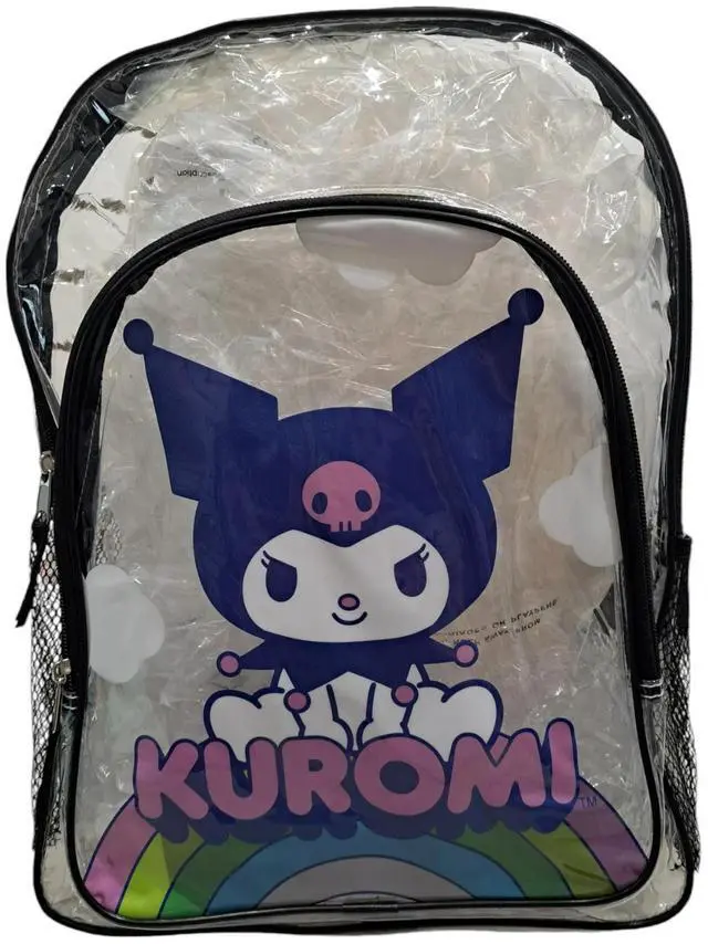 Alt view image 2 of 4 - Hello Kitty 16" Kuromi Transparent Backpack with Front pocket, Black & Clear