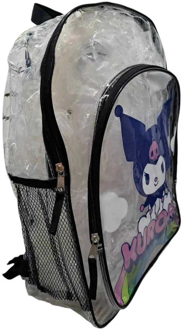 Alt view image 3 of 4 - Hello Kitty 16" Kuromi Transparent Backpack with Front pocket, Black & Clear