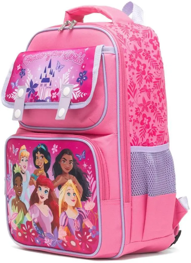 Alt view image 3 of 4 - Disney Princesses 15.5" Polyester Pink Large Backpack with 2 Front Pockets