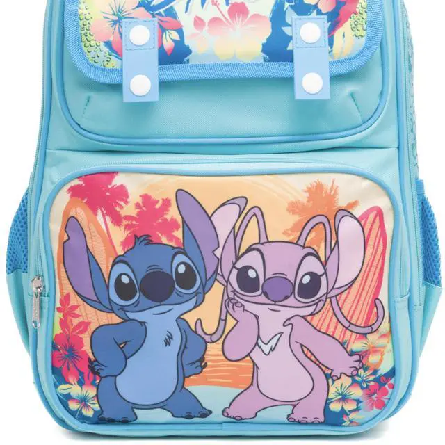 Alt view image 2 of 4 - Disney Stitch & Angel 15.5" Polyester Blue Large Backpack with 2 Front Pockets
