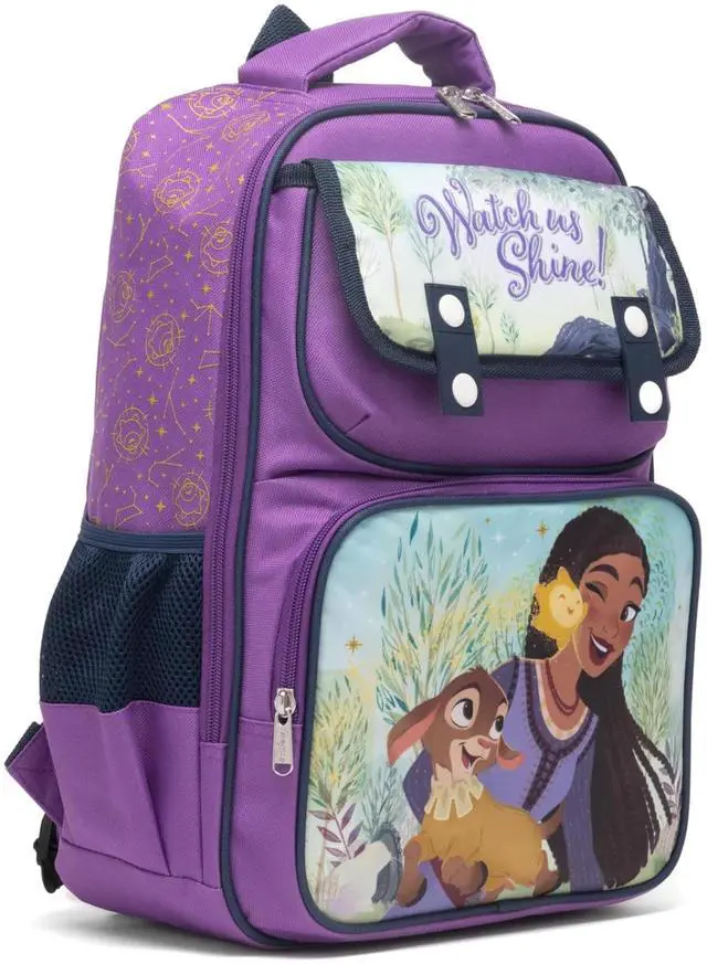 Alt view image 2 of 4 - Disney Wish 15.5" Polyester Purple Large Backpack with 2 Front Pockets