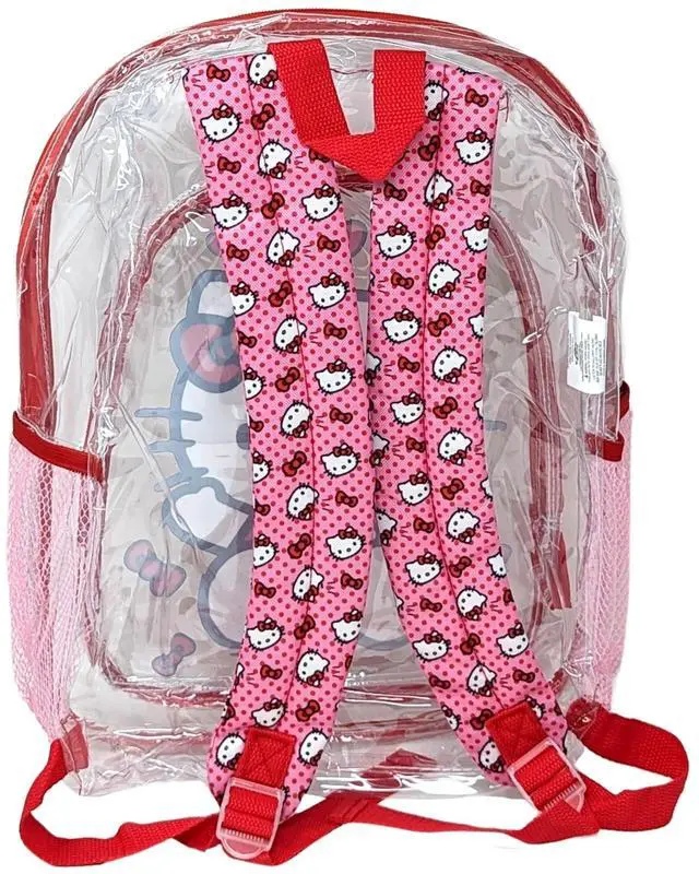 Alt view image 4 of 4 - Hello Kitty 16" Clear Backpack for Girls Transparent Bag with 2 Side Mesh Pockets