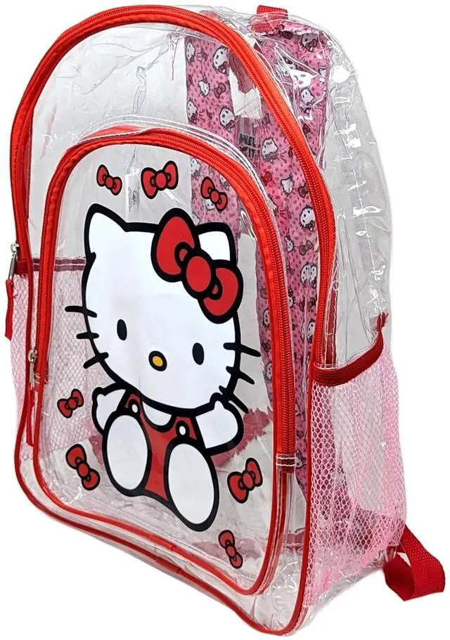 Alt view image 3 of 4 - Hello Kitty 16" Clear Backpack for Girls Transparent Bag with 2 Side Mesh Pockets