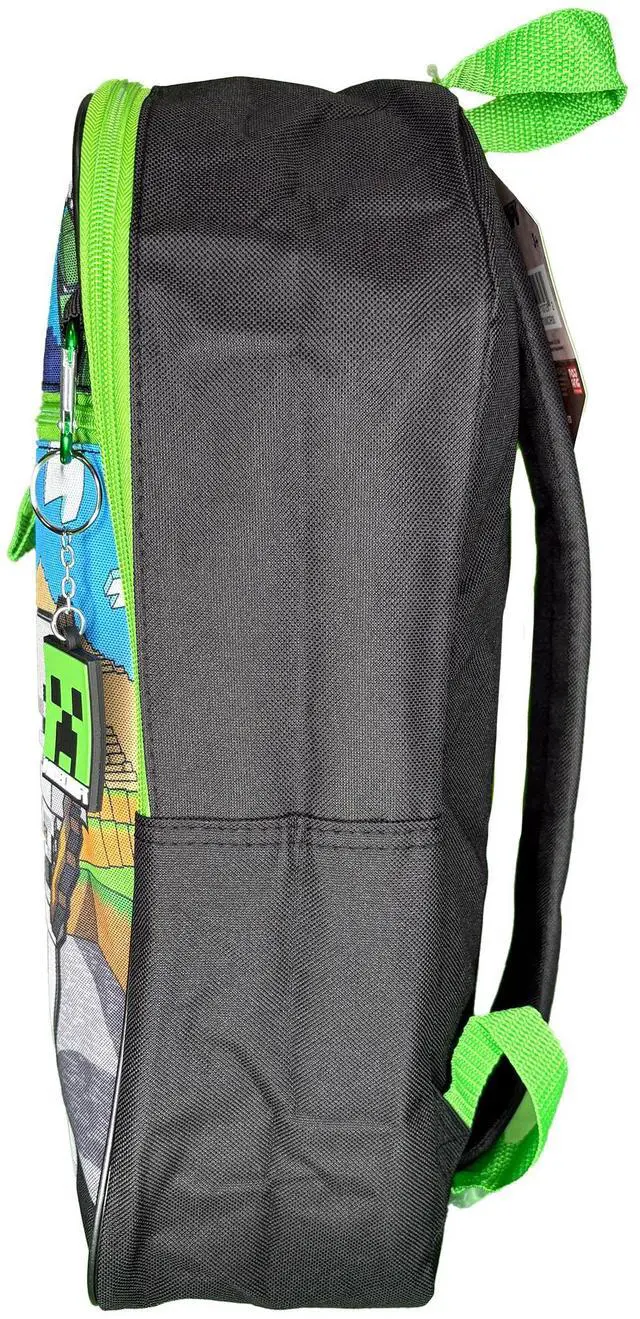Alt view image 3 of 4 - Minecraft Kids School Backpack 16" 5PC Lunch Kit, Keychain, Metal Carabiner, Batman keychain, and utility case