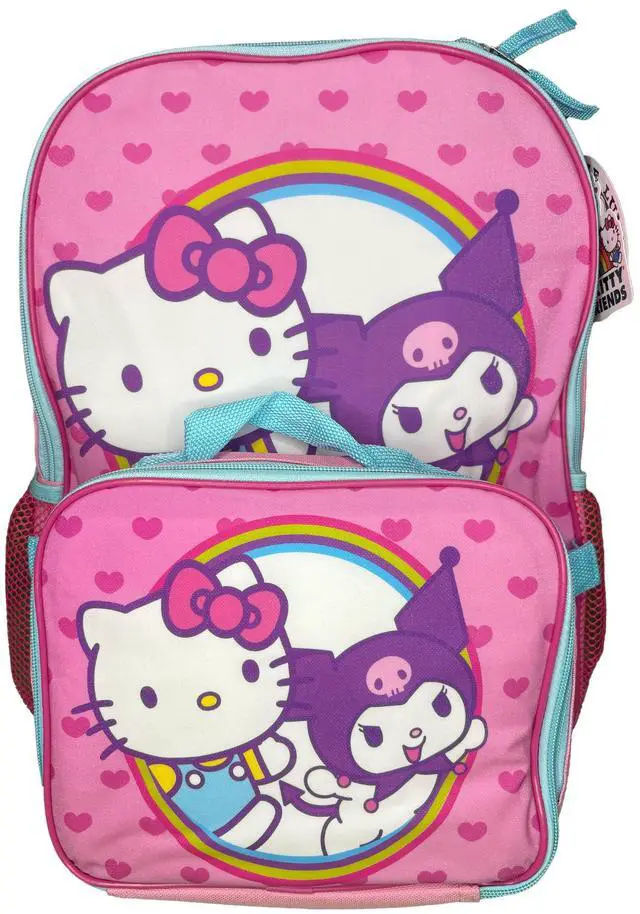 Main image of Hello Kitty and Friends by Sanrio 16" Girls School Backpack with Large Front Pocket & Rectangular Lunch Bag