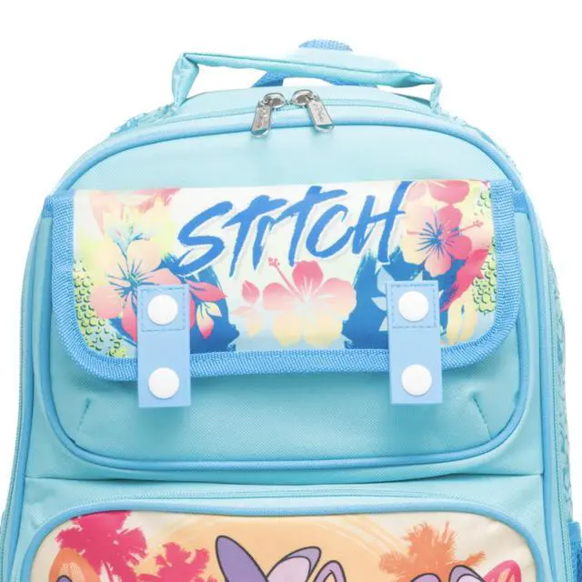 Alt view image 3 of 4 - Disney Stitch & Angel 15.5" Polyester Blue Large Backpack with 2 Front Pockets