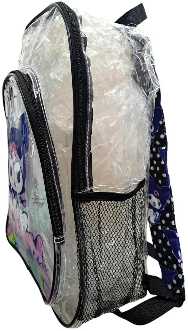 Alt view image 4 of 4 - Hello Kitty 16" Kuromi Transparent Backpack with Front pocket, Black & Clear