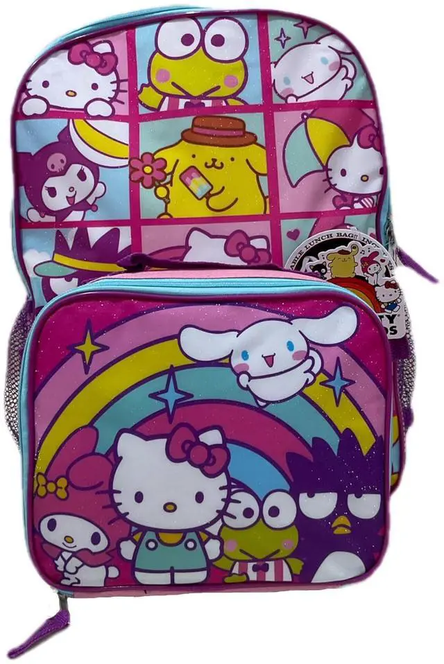 Main image of Hello Kitty & Friends 16" School Backpack with Large Front Pocket & Rectangular Lunch Bag