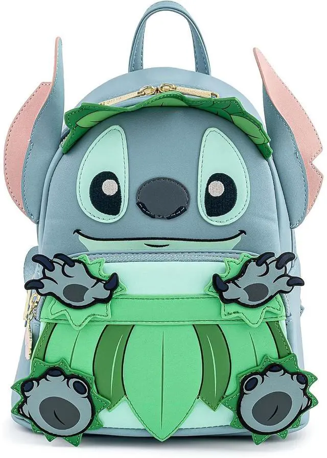 Main image of Loungefly Disney 3D Stitch Luau Blue Mini Faux Leather Shell Backpack