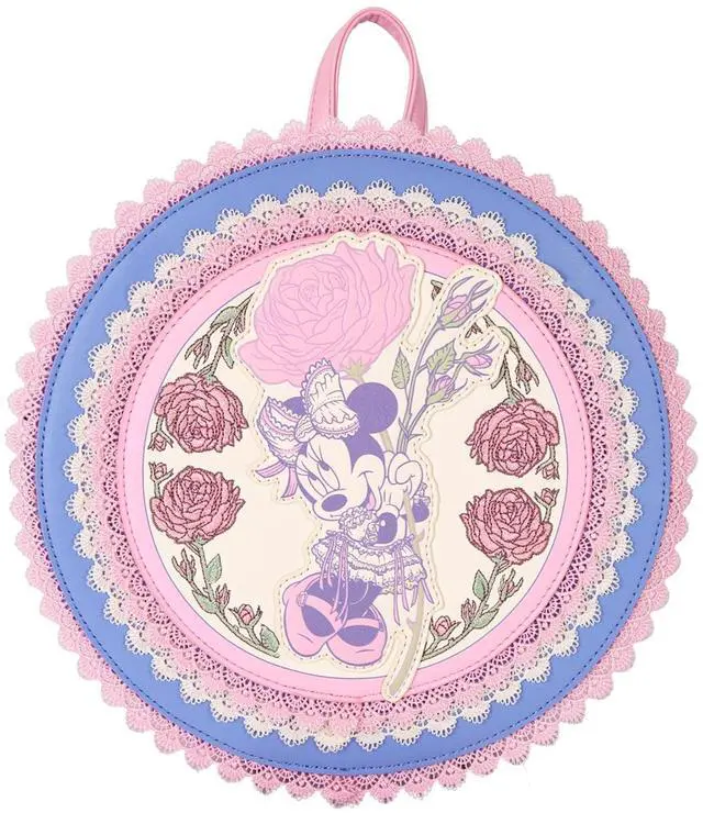Main image of Loungefly Disney Minnie Floral and Lace Round Pink Mini Backpack