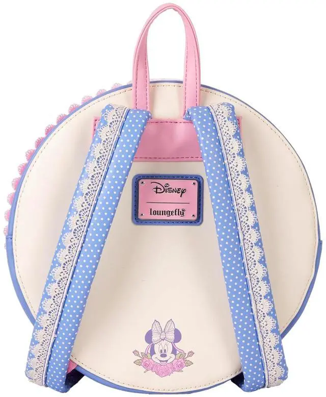 Alt view image 4 of 4 - Loungefly Disney Minnie Floral and Lace Round Pink Mini Backpack