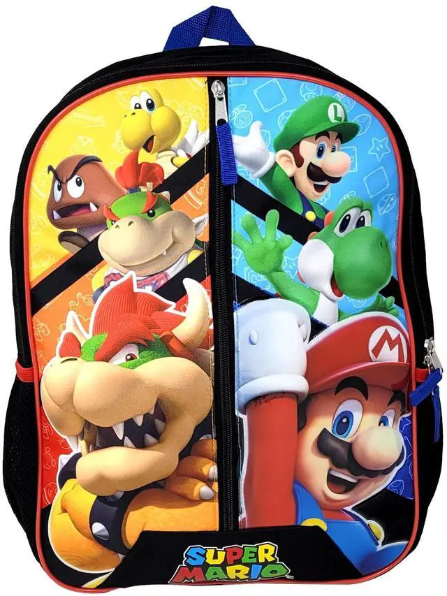 Main image of Nintendo Super Mario Bros 16" Polyester School Backpack with Front Zipper and two Side Mesh Pockets