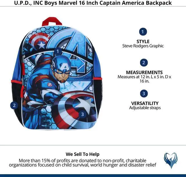 Alt view image 3 of 4 - Marvel Captain America Blue Boys 16 inch School Backpack