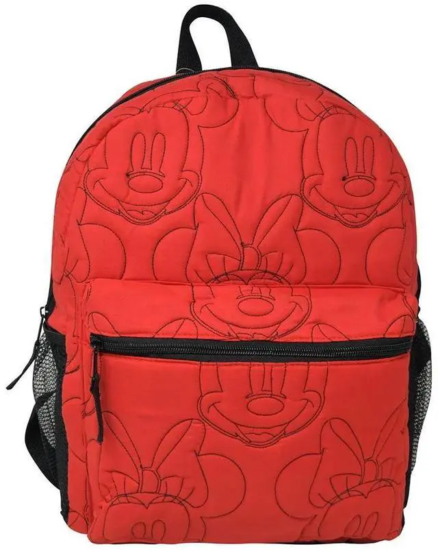 Main image of Disney Minnie Mouse 16" Backpack Red Quilted Minnie Head Embroidered for Girls