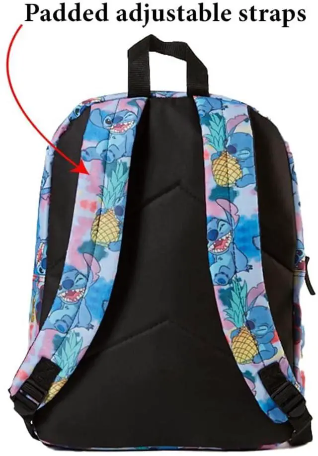 Alt view image 3 of 4 - Blue Lilo and Stitch, Stitch Nylon School Backpack 16" Bookbag for Girls & Boys