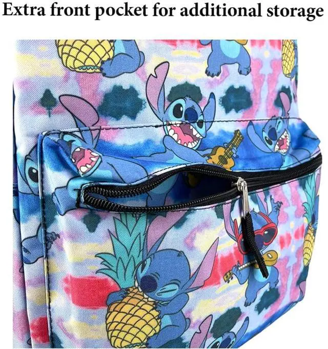 Alt view image 4 of 4 - Blue Lilo and Stitch, Stitch Nylon School Backpack 16" Bookbag for Girls & Boys